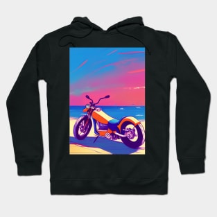 COOL RETRO MOTORCYCLE ON THE BEACH RED TINGED Hoodie